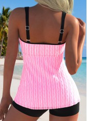 Pink Mid Waisted Circular Ring Tankini Set | thumb picture 