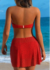 Red Mid Waisted Patchwork Floral Print Bikini Set | thumb picture 