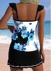 Black Mid Waisted Tummy Coverage Floral Print Tankini Set | thumb picture 