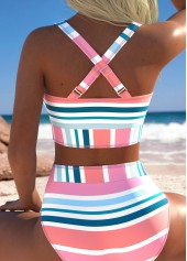 Multi Color Mid Waisted Pull On Bikini Set | thumb picture 