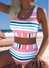 Multi Color Mid Waisted Pull On Bikini Set | thumb picture 