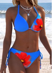 Dark Blue Low Waisted Lace Up Bikini Set | thumb picture 