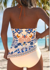 Beige Mid Waisted Lace Up Tankini Set | thumb picture 