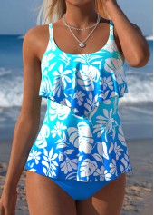 Sky Blue Mid Waisted Layered Tankini Set