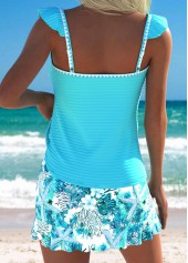 Cyan Mid Waisted Marine Life Print Tankini Set | thumb picture 