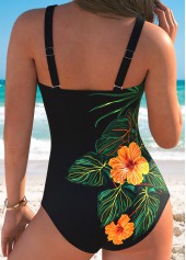 Black Wrap Floral Print One Piece Swimwear | thumb picture 