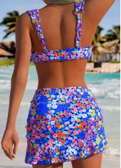 Royal Blue Mid Waisted Three-piece Bikini Set | thumb picture 