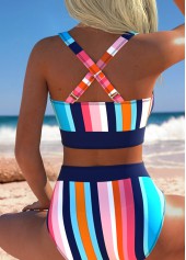 Multi Color Mid Waisted Pull On Striped Bikini Set | thumb picture 
