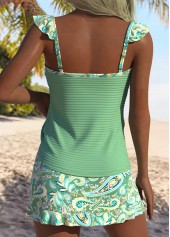 Sage Green Mid Waisted Paisley Print Tankini Set | thumb picture 
