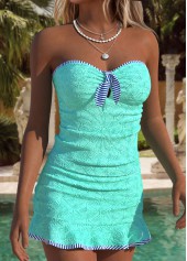 Mint Green Mid Waisted Two-piece Striped Tankini Set | thumb picture 