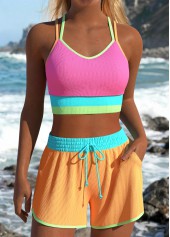Multi Color Mid Waisted Layered Bikini Set