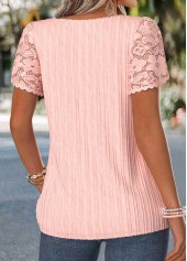 Dusty Pink Asymmetry Short Sleeve Blouse | thumb picture 