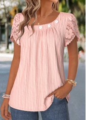 Dusty Pink Asymmetry Short Sleeve Blouse | thumb picture 