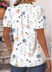 Raw White Floral Print Frill Short Sleeve T Shirt | thumb picture 