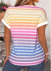 Multi Color Striped Tummy Coverage Short Sleeve T Shirt | thumb picture 