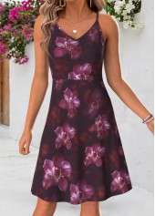 Purple Floral Print Tummy Coverage Dress and Cardigan | thumb picture 