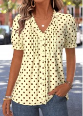 Yellow Polka Dot Frill Short Sleeve T Shirt
