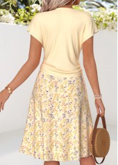 Light Yellow Ditsy Floral Print Two-piece Top and Skirt | thumb picture 