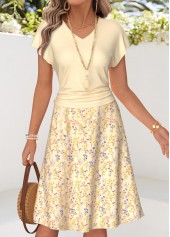 Light Yellow Ditsy Floral Print Two-piece Top and Skirt | thumb picture 