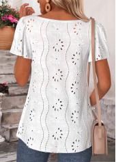 White Curved Hem Short Sleeve Square Neck Blouse | thumb picture 