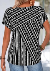 Black Geometric Print Short Sleeve Round Neck T Shirt | thumb picture 