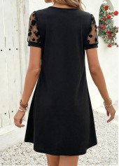 Black Short Patchwork Round Neck Dress | thumb picture 