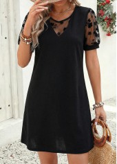Black Short Patchwork Round Neck Dress | thumb picture 