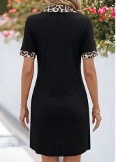 Black Leopard Short Patchwork Shirt Collar Dress | thumb picture 