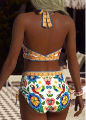 Multi Color Mid Waisted Tie Tribal Print Bikini Set | thumb picture 