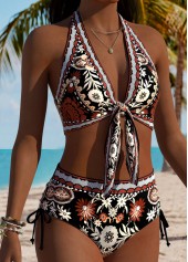 Black Tribal Print Bikini Set