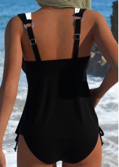Black Mid Waisted Tummy Coverage Tankini Set | thumb picture 