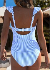 Light Blue Mid Waisted Ruffle Striped Tankini Set | thumb picture 