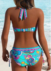 Light Yellow Mid Waisted Patchwork Floral Print Bikini Set | thumb picture 