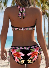 Black Mid Waisted Patchwork Floral Print Bikini Set | thumb picture 