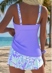 Purple Mid Waisted Tummy Coverage Paisley Print Tankini Set | thumb picture 