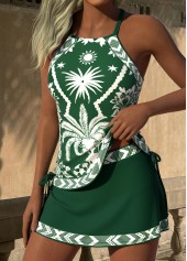 Green Mid Waisted Tummy Coverage Tankini Set | thumb picture 