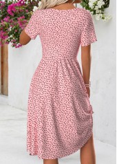 Pink Polka Dot Short Sleeve V Neck Dress | thumb picture 