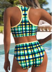 Light Yellow Mid Waisted Two-piece Plaid Bikini Set | thumb picture 