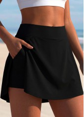 Split Pocket Mid Waisted Black Pantskirt