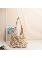 Beige Open Linen Shoulder Tote Bag | thumb picture 