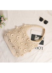 Beige Open Linen Shoulder Tote Bag | thumb picture 