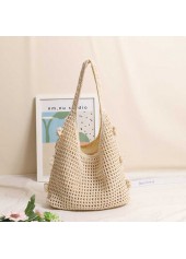 Beige Open Linen Shoulder Tote Bag | thumb picture 