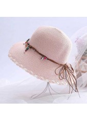 Light Pink Color Straw Detail Hat