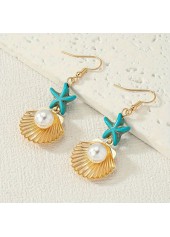 Golden Shell Round Pearl Alloy Earrings | thumb picture 