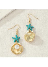 Golden Shell Round Pearl Alloy Earrings | thumb picture 