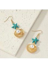 Golden Shell Round Pearl Alloy Earrings | thumb picture 
