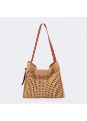 Dark Camel Magnetic Straw Shoulder Bag