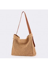 Dark Camel Magnetic Straw Shoulder Bag | thumb picture 