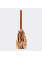 Dark Camel Magnetic Straw Shoulder Bag | thumb picture 