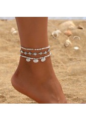 White Round Shell Beaded Alloy Anklets